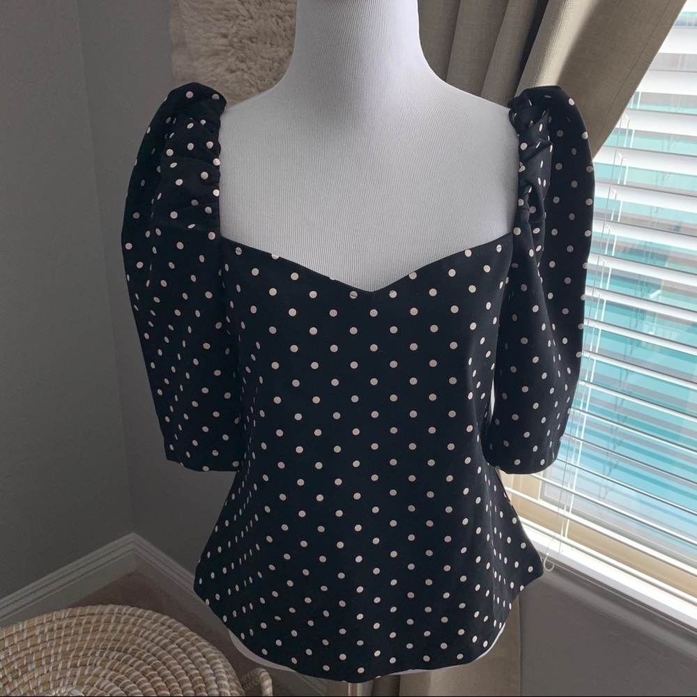 NWOT H&M medium black polka dot puffed sleeve top